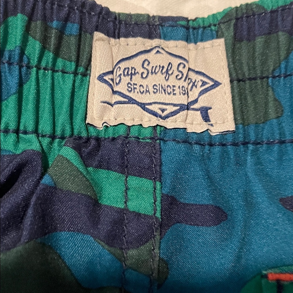Gap Kids Camouflage Swim Shorts with Orange Drawstring - Picture 4 of 7